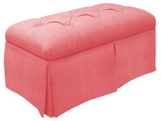 Olivia Tufted Storage Bench - Coral