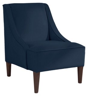 Quinn Swoop Arm Accent Chair Navy Velvet