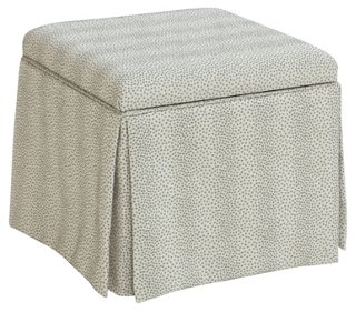 Anne Skirted Storage Ottoman - Pewter