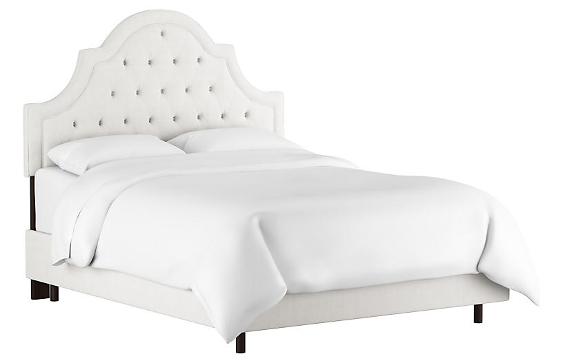 white tufted bed frame queen