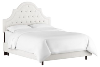 white tufted bed frame queen