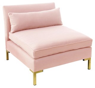Marceau Slipper Chair, Blush Linen