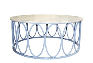 Ovales Cocktail Table, Blue/White