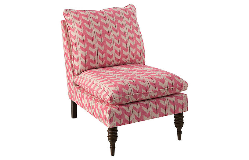 Daphne Slipper Chair - Pink Jetty Stripe