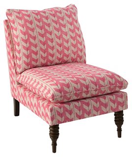 Daphne Slipper Chair - Pink Jetty Stripe