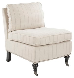 Ethan Armless Club Chair, Striped Cream