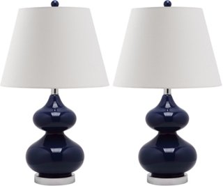 navy and white lamp