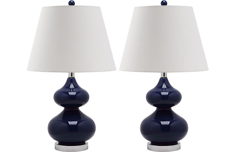 Bethany Table Lamp Set Navy Blue, Navy Blue Table Lamps Bedroom