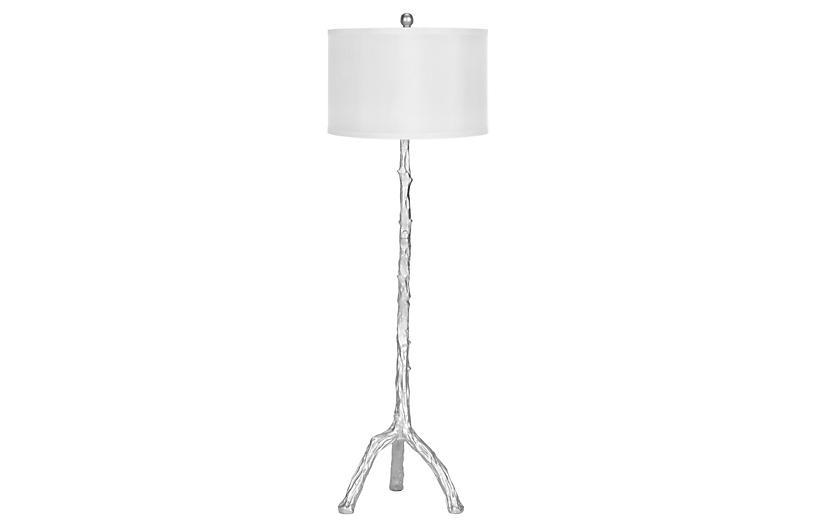 Painted Branch Floor Lamp - Silver