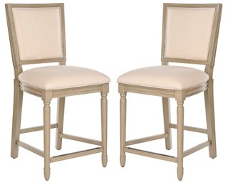 S/2 Norwich Counter Stools, Light Beige Linen One Kings Lane