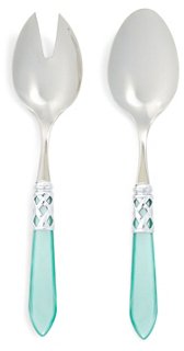 Set of 2 Aladdin Salad Servers - Aqua - VIETRI