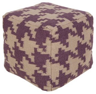 Houndstooth Pouf, Purple