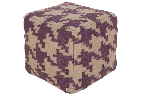 Houndstooth Pouf, Purple