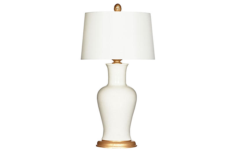 Shiloh Table Lamp Cream Glaze, Table And Lamp In One