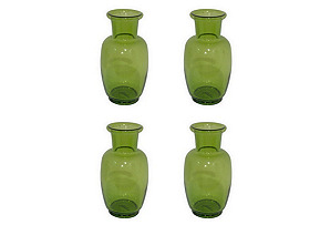 S/4 Glass Vases, Green