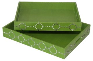 Green Studded Trays, Asst. of 2