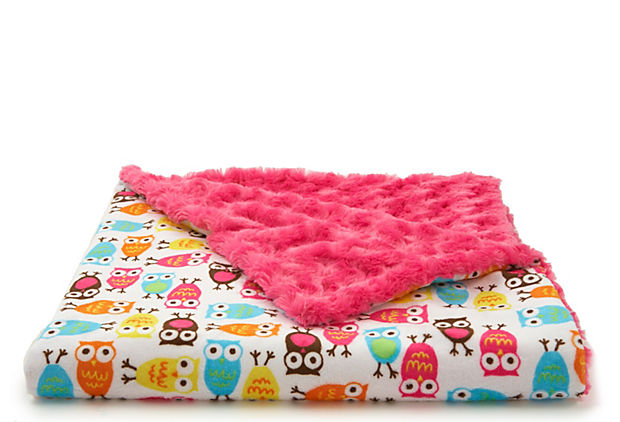 Owl Baby Blanket, Pink