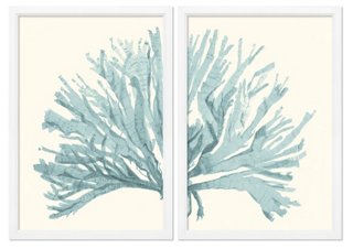 Miranda Baker - Teal Blue Coral Diptych - William Stafford