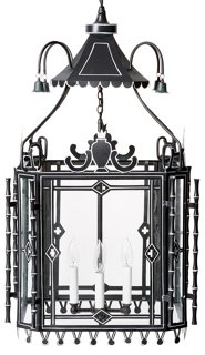 Chinese Pagoda Chandelier, Black