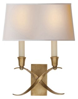 Small Cross Bouillotte Sconce, Brass