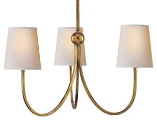 Reed 3-Light Chandelier - Antique Brass - Visual Comfort & Co.