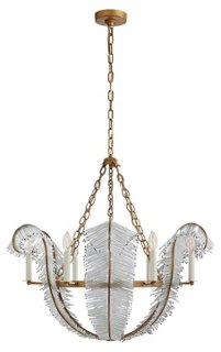 Calais 34" Chandelier, Gilded Iron
