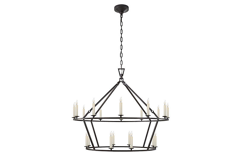 Darlana Large Two Tiered Ring, Visual Comfort Chandelier Black