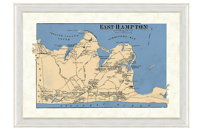 Blue-Tone East Hampton Map