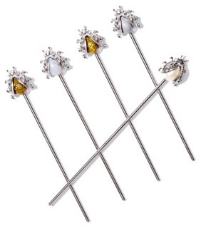 Set of 6 Vintage-Style Bug Swizzle Sticks - Joanna Buchanan