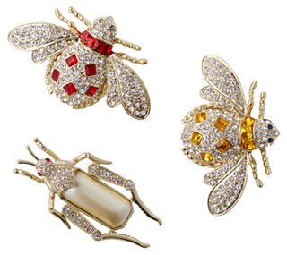 Jeweled Insect Clip Ornaments - Silver - Joanna Buchanan