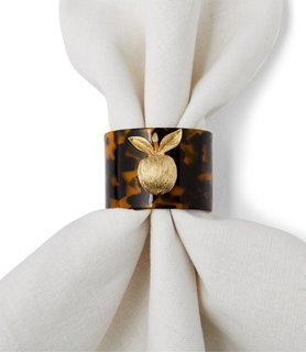 Set of 4 Apple Napkin Rings - Tortoise/Gold - Joanna Buchanan