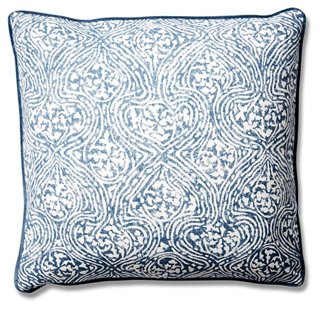 Vera 19x19 Cotton Pillow, Blue Crown