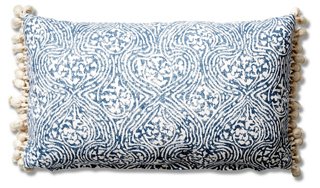 Meri 12x20 Tassel Lumbar Pillow - Blue Crown