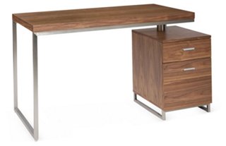 Alden Desk - Walnut/Silver