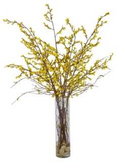 Shop Now For The 52 Yellow Forsythia in Glass Vase - Faux - The French Bee | IBT Shop The French Bee 52 Yellow Forsythia in... 