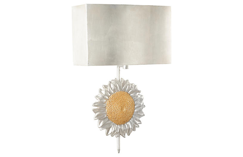 Sunflower Sconce - Distressed Silver/Gold
