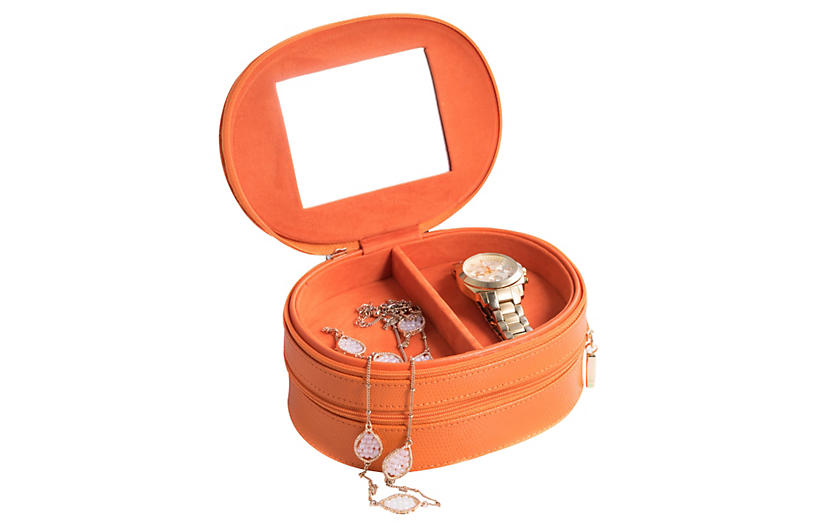 Leather Jewelry Box - Orange