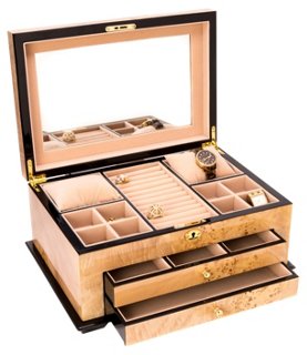 Lacquered Wood Jewelry Case - Maple