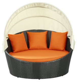 Pomona Canopy Daybed, Espresso/Orange Outdoor Furniture Furniture