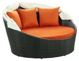 Pomona Canopy Daybed, Espresso/Orange Outdoor Furniture Furniture