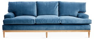 baby blue velvet couch