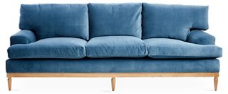 Blue velvet sofa