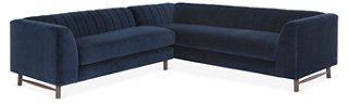 Alden Sectional, Navy Velvet