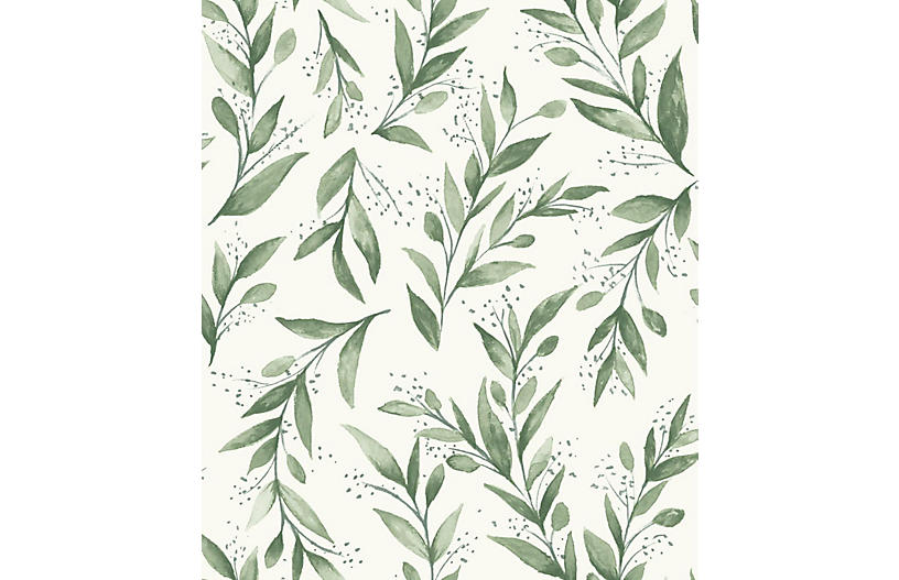 Olive Branch Wallpaper - Light Green - YORK WALLCOVERINGS