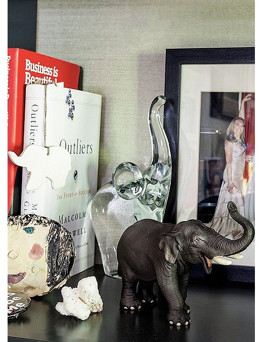 Susan’s collection of elephants from her home office tour.
