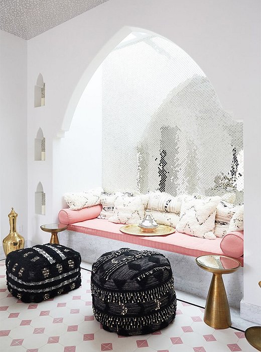 A glamorous Moroccan-inspired niche elsewhere on the property.
