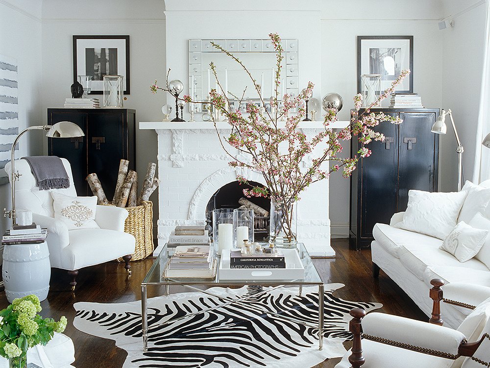 A matching pair of tall cabinets are a great option for flanking a fireplace.
