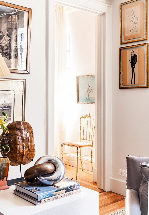 A peek into the guest room, just off the main living space, reveals a Charivari chair.
