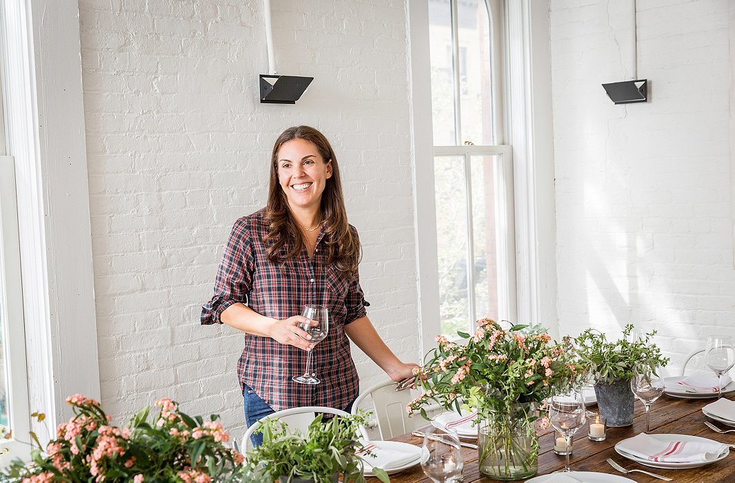 Alison has learned not to be actively cooking when her guests start to arrive—she might be fussing with the centerpieces or sprinkling herbs in a dish, but nothing that requires total focus.
