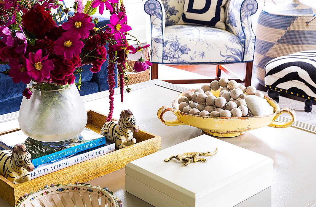 A supertextured, hotly colored, deliciously tactile coffee table situation.
